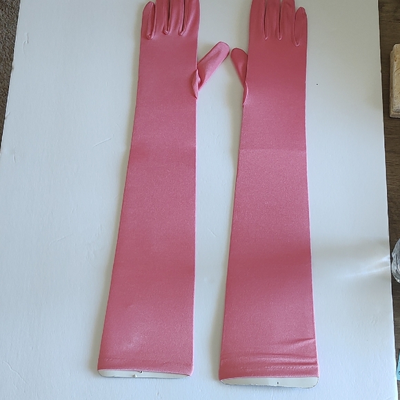 The Unbranded Brand Accessories - New Pink Long Gloves Past Elbow Length Stretchy Sz Small - Medium Bridgerton